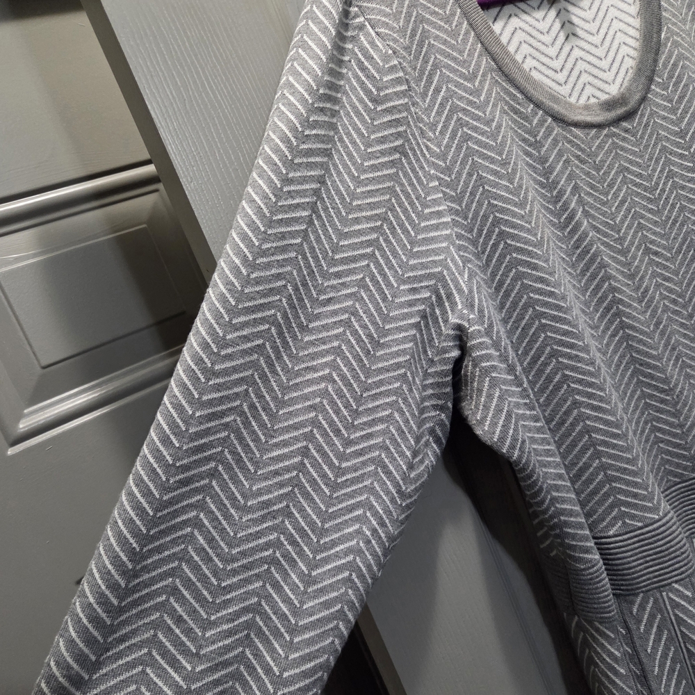 Gray Chevron Pattern Sweater Dress - image 2
